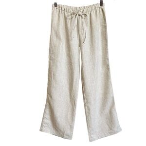 Reformation Petites Olina Linen Pull On Pants Womens MP New Oatmeal Wide Leg